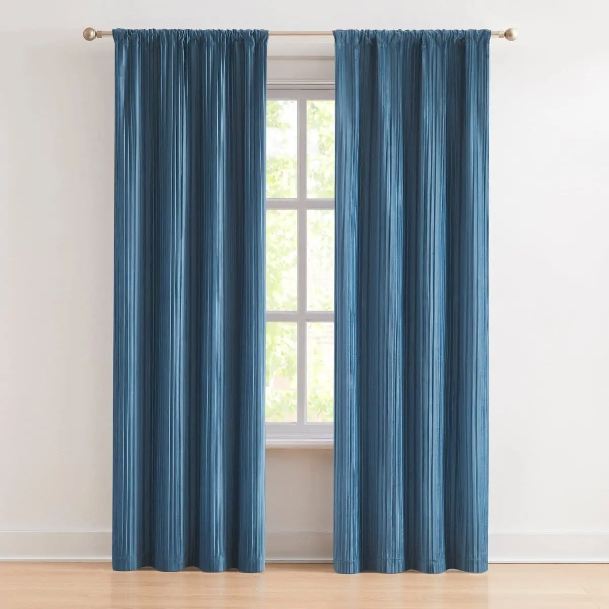 Lush Decor 2-Panel Glam Pleated Velvet Light Filtering Home Decoration Curtain Panels, 38in Wide, Soft Machine-Washable Fabric