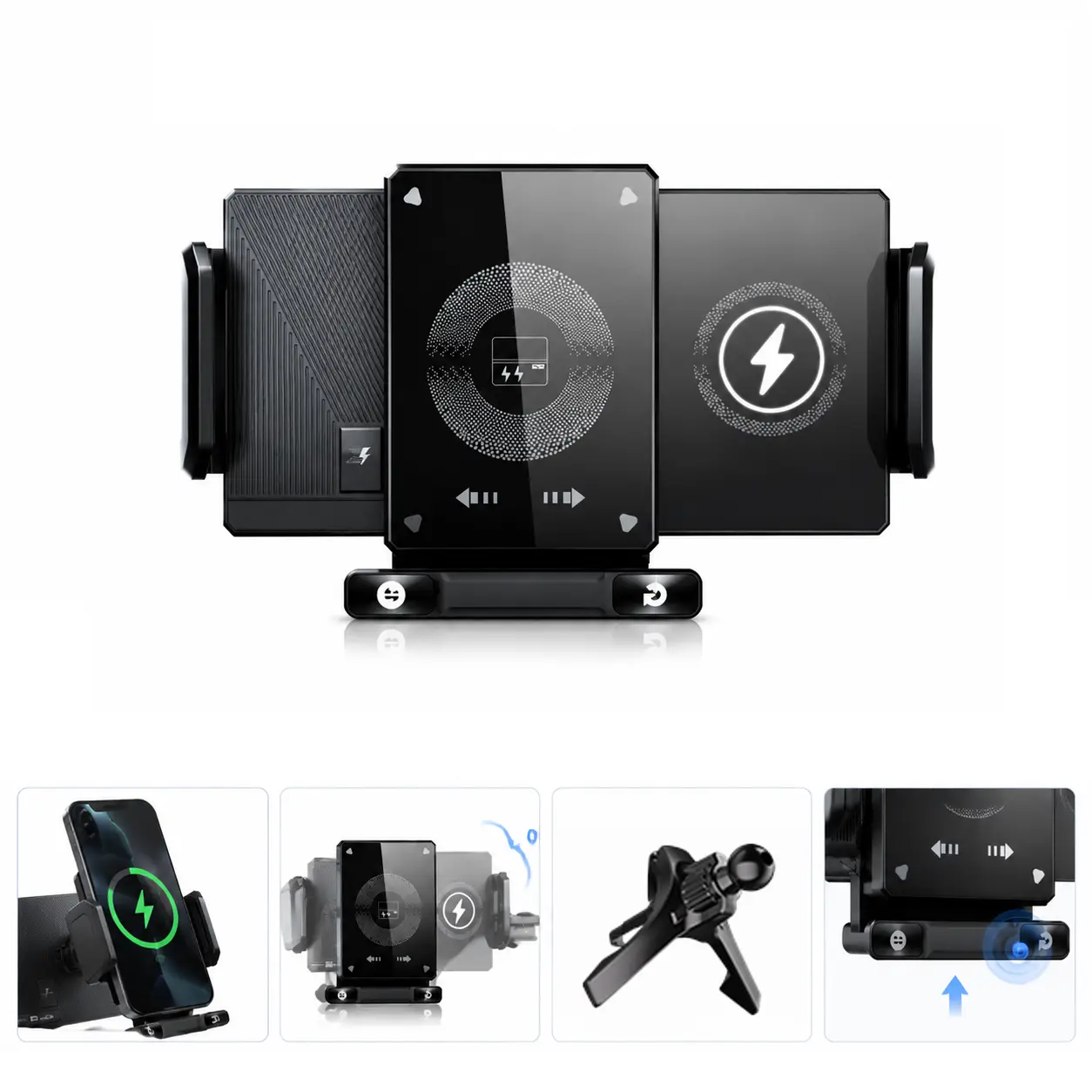 Wireless Fast Charging Car Holder, Built-in battery IWireless fast charging, Auto-Clamp Car Phone Holder with Wide Compatibility and Vent Mount Integration for iPhone Series and Samsung Galaxy,father's day gift