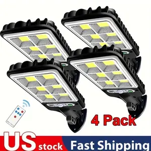 Portable Motion Sensor Solar Lights Outdoor, 6500K Security Floodlight with Remote, IP65 Waterproof Motion Detector for Backyard BBQ Garage Fence Porch, 4 Pack