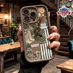 Trendy Western Cowboy Collage Aesthetic Design Case for iPhone 17 16 15 14 Pro Max 13 12 11 XR XS Plus Air Slim Impact Resistant Anti Scratch Durable TPU Cover