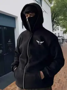 Fashion Balaclava Hoodie with Full Face Mask, Casual Zipper Sweatshirt, Warm Winter Wear, Unisex Design, Comfortable and Stylish #Motorcycle  #Motorcycle hoodie #Motorcycle style  #Motorcycle outfit