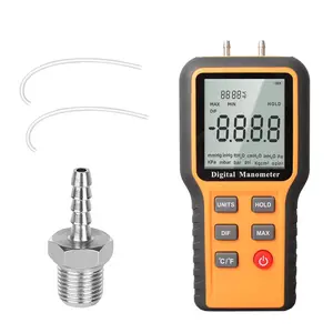 Manometer Air Pressure Meter, Dual-Port Gas Pressure Tester HVAC Manometer 12 Selectable Units Differential Pressure Gauge with Battery & Backlight