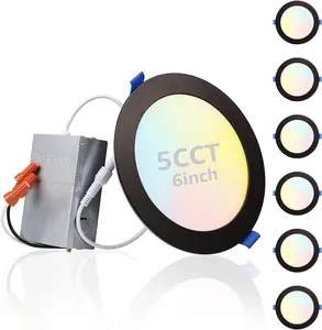 TORCHSTAR 4 inch/6 Inch Dimmable 5CCT Ultra-Thin Slim Recessed Lighting -6 Pack (Bronze)