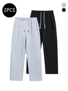2-Pack Men’s Straight-Leg Casual Pants for Spring/Autumn – Trendy, Versatile Loose Fit Athletic Pants for Fitness & Running