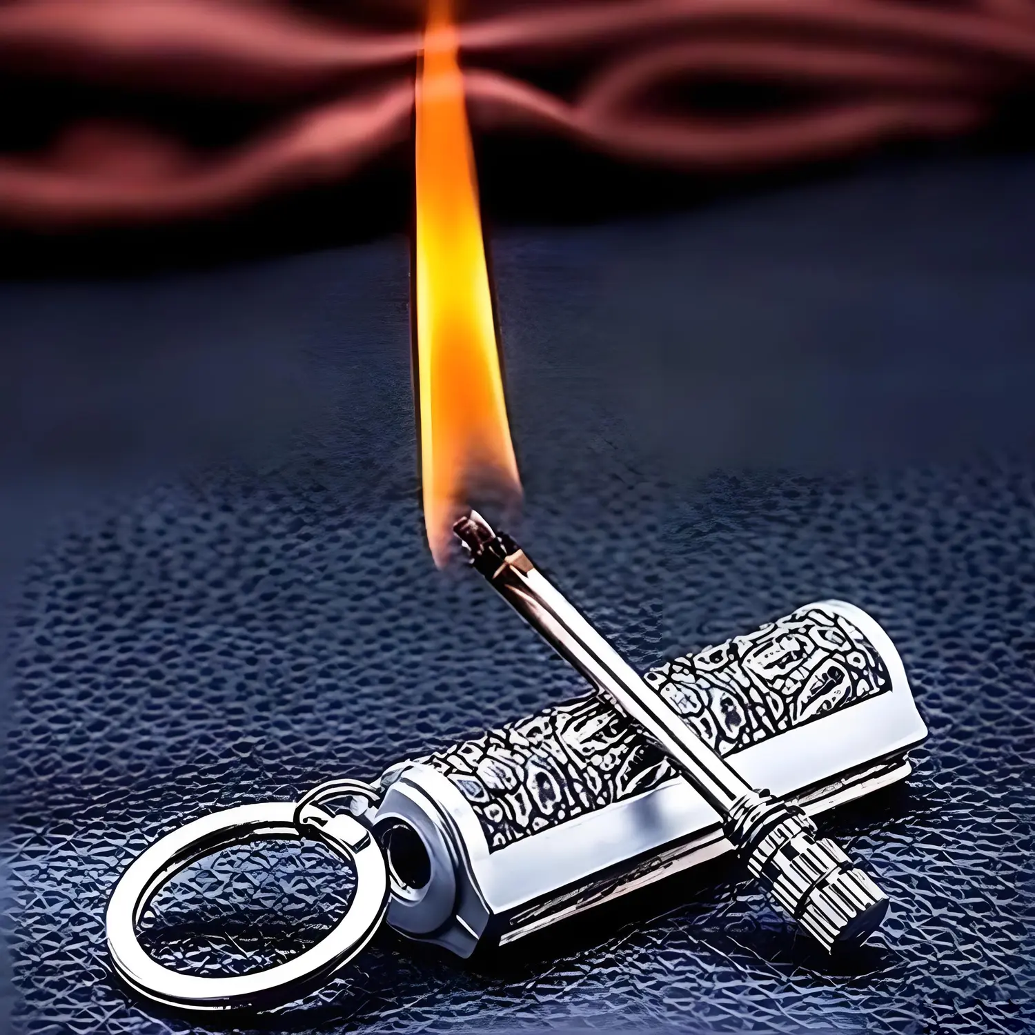 Compact Metal Keychain Pocket Lighter for Men, Reusable Kerosene Flint Striker for Outdoor Camping and Hiking