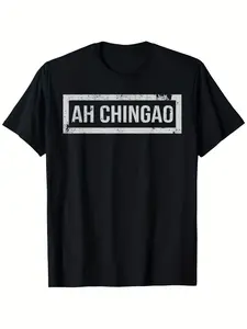 Ah Chingao Funny Mexican Spanish Pun Mexico Latin Humor Joke Men's And Women's Four Seasons Casual Round Neck Outdoor Personality Short Sleeved Slightly Elastic 100% Cot Comfortable Tee Graphic Print Shirt All-Season Tee for Everyday & Outdoor