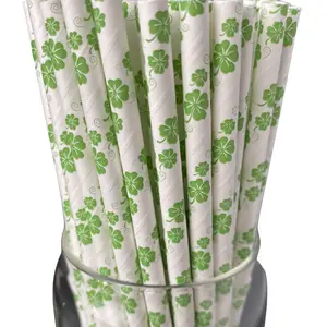 Shamrock Print Paper Straws