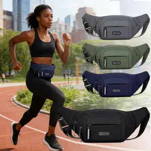 Women's fashionable multi-pocket casual sports waist bag, buy one get one free (randomly includes a piece of jewelry), travel crossbody bag with adjustable strap, made of lightweight nylon material, suitable for hiking and outdoor activities.
