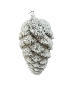 7" x 3" White Pinecone Ornament  86015SNOW
