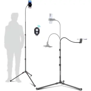 87" Phone Tripod, Overhead Flexible Tall Tripod Stand with Remote, Selfie Stick, Compatible For iPhone, 15.7" Gooseneck/Adjustable 360 Head, For Gopro,Ring Light,Webcam,Video Recording,Vlogging
