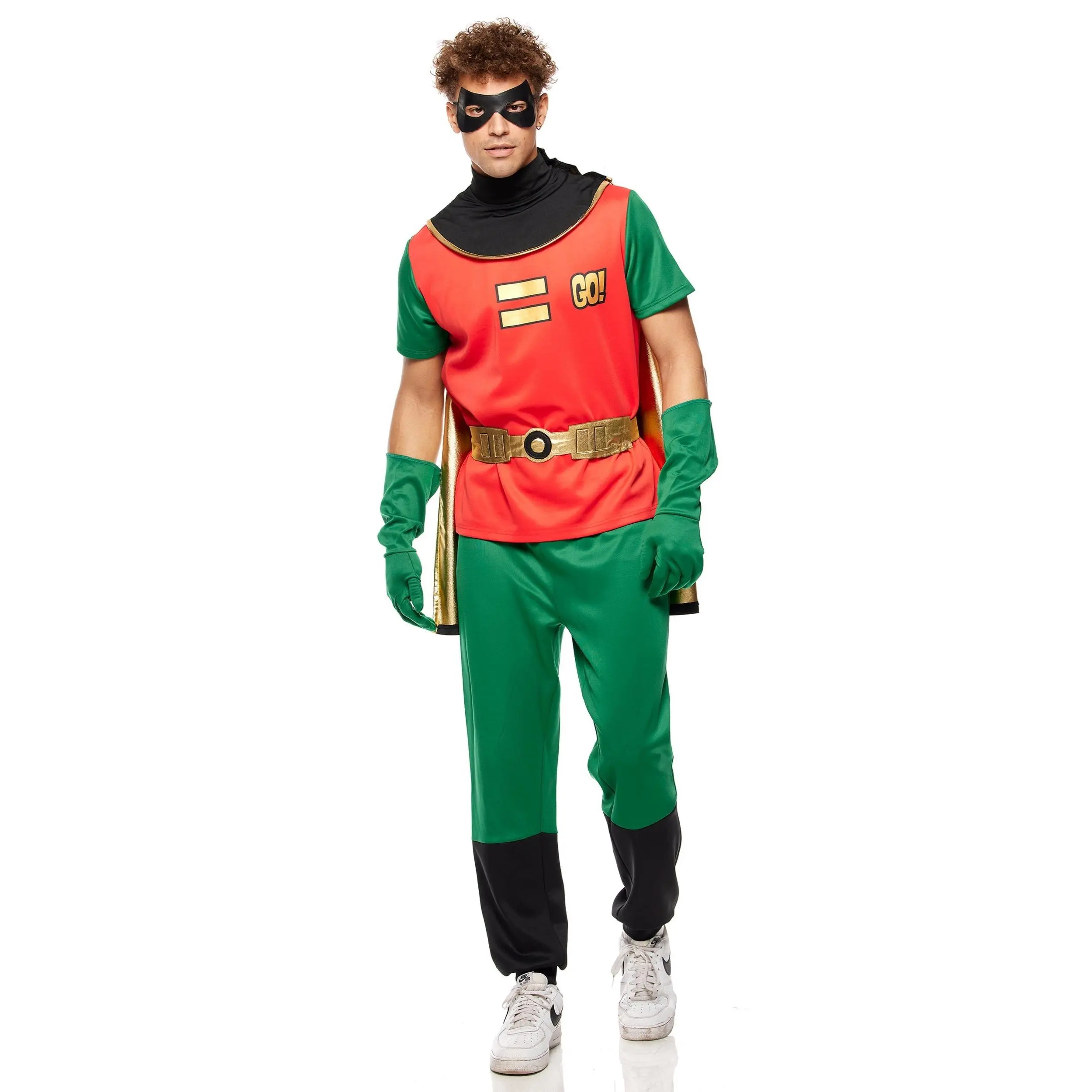 Men's Masked Titan Superhero Costume Set, Menswear Halloween Outfit with Short Jogger Bottoms