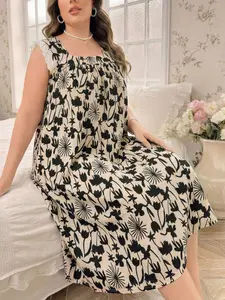 Women's Summer Bubble Gauze Sleeveless Sleepwear Set, Lace Trim Floral Pattern, Casual Loose Fit Design, Perfect for Home Comfort & Relaxation