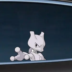 Mewtwo Peeking sticker, Ideal for Laptop and Water Bottle Decor, anime sticker waterproof