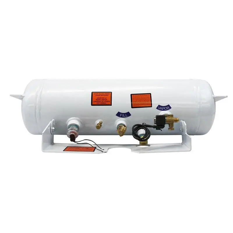 Flame King 5.9 Gallon ASME Horizontal Steel Propane Tank with Remote Fill and Bleeder Fittings, Pressure Relief Valve, and Solenoid Service Valve