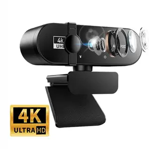 4K Ultra HD Webcam with Privacy Cover Auto-focus & Exposure USB Streaming Camera 360° Rotation Universal Compatibility for Online Learning Remote Work