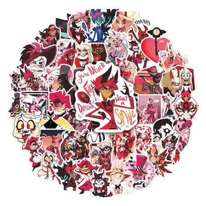50Pcs Hazbin Hotel Stickers Pack, Waterproof Cartoon Character & Spooky Quote Vinyl Decals for Laptop, Water Bottle, Journal & Scrapbook, Hazbin Hotel Fan Gift, Graphic Decal