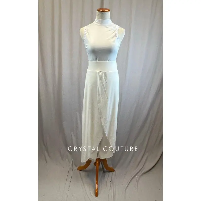 White Mock Neck Pleather Leotard and Pant Set