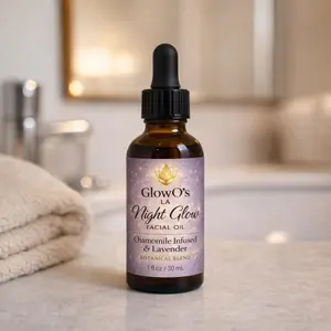 Night Glow by GlowO's LA Facial Oil Botanical Blend with Bakuchiol Oil, Argan, Rosehip infused with Chamomile