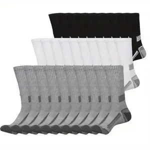 10/20/30 Pairs Autumn&Winter Men's Soft Breathable Elastic Comfortable Sweat Absorption Outdoor Playing Basketball Fitness Sports Striped Sports Mid-tube Socks