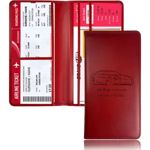 Registration and  Card Holder - Leather  Glove Box Automobile Documents Paperwork Wallet Case Organizer for ID, Driver's License, Key Contact Information Cards