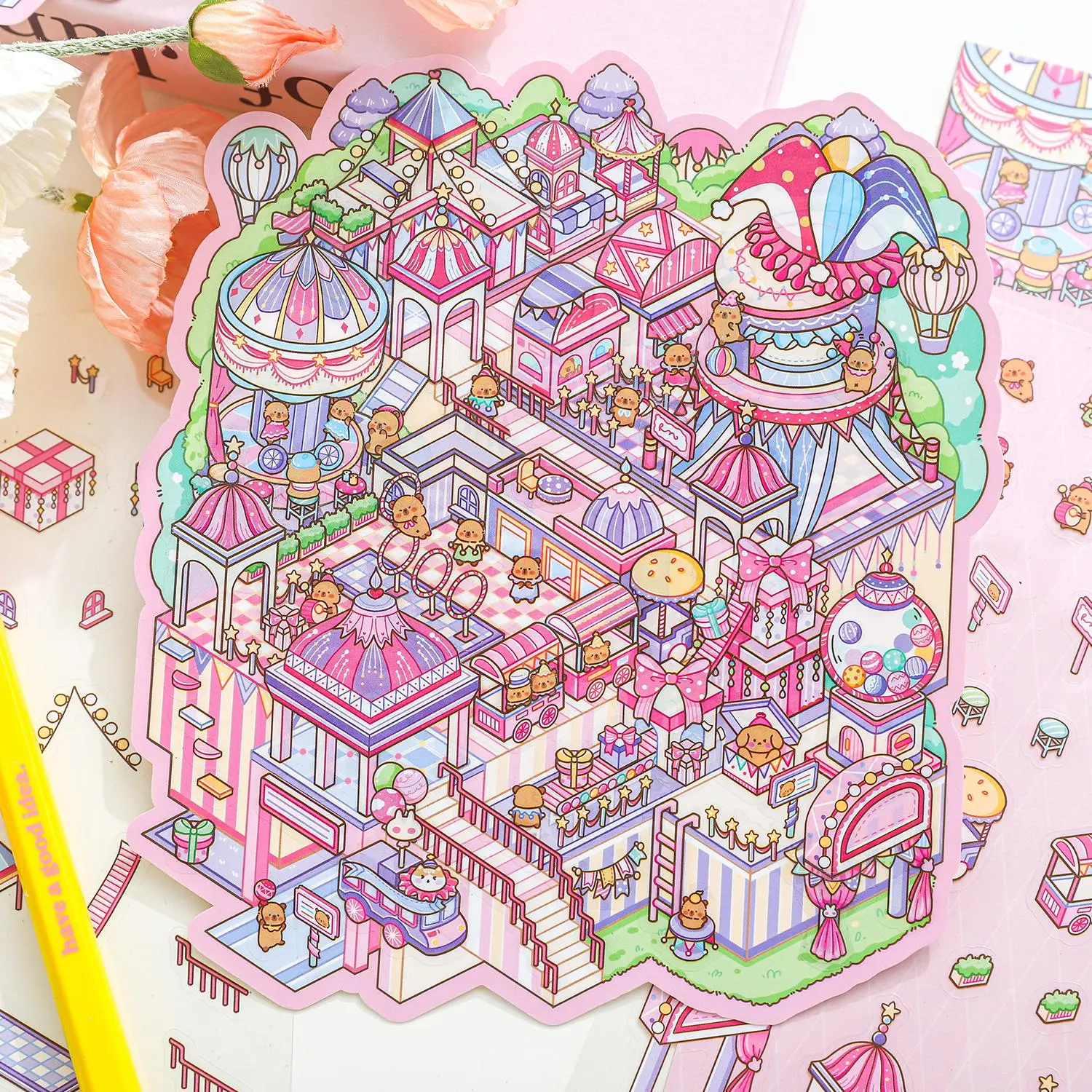 Miniature Scene Sticker (9 Sheets/bag), 3 Style PET Material Decorative Sticker, DIY Decorative Sticker for Scrapbooking, Journaling, Gift Wrapping, Decal Sticker, Sticker Packs