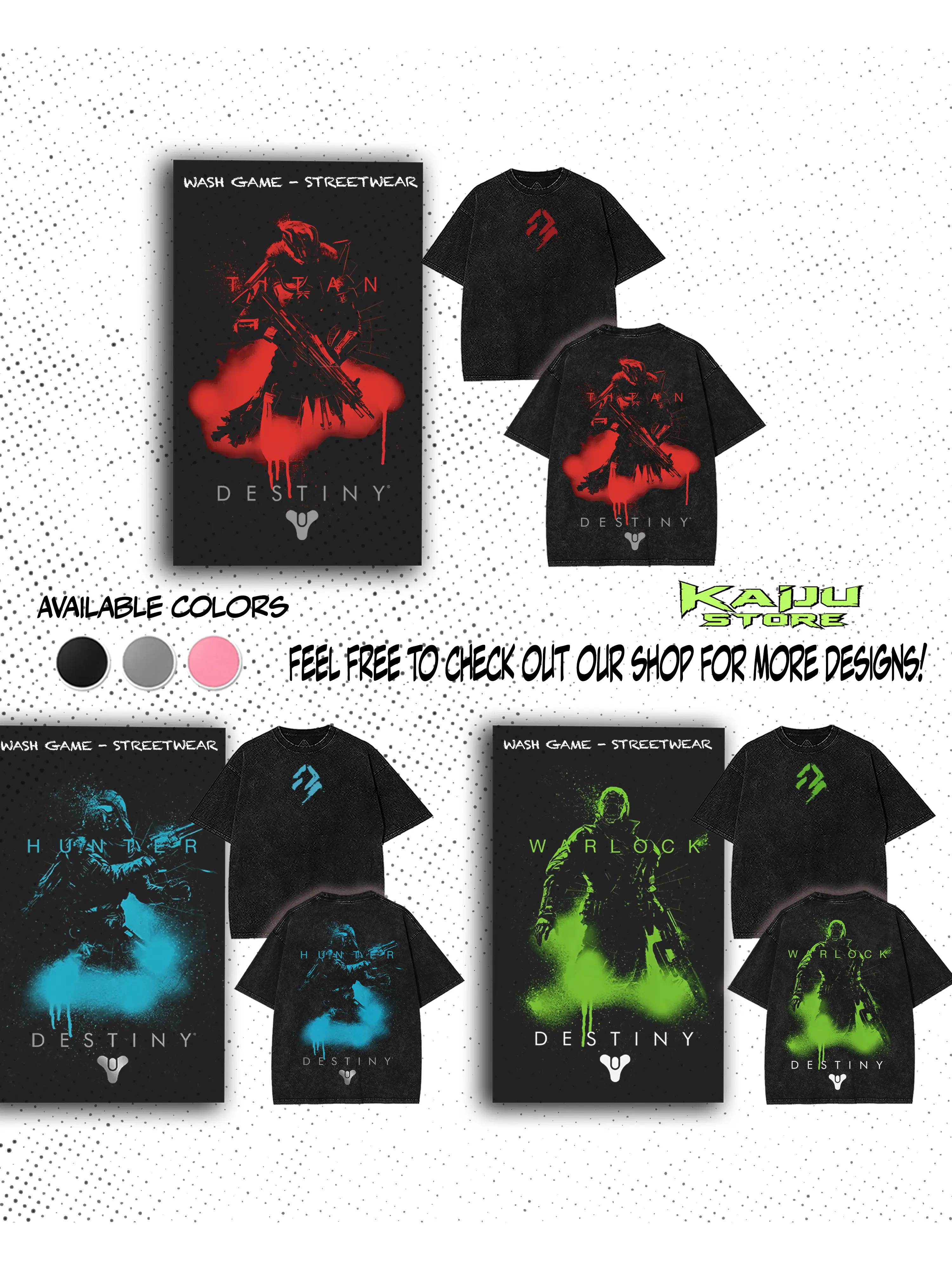 [COLLECTION] Destiny 2 Game Shirt Neon Spray Art Titan Hunter Warlock Vintage Acid Washed T-Shirt Hoodie Tank Top Action Shooter Graphic Tee Faded Black Casual Summer Outfits Final Update Souvenir