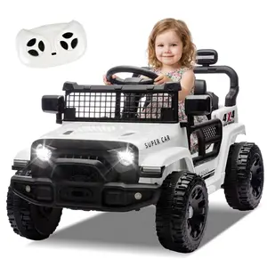 24V Ride on Truck Car w/Parent Remote Control, Ride on Toys w/4-Wheel Suspension, Power Display, Bluetooth, Music, LED Headlight, Electric Car for Kids Aged 1-3 White