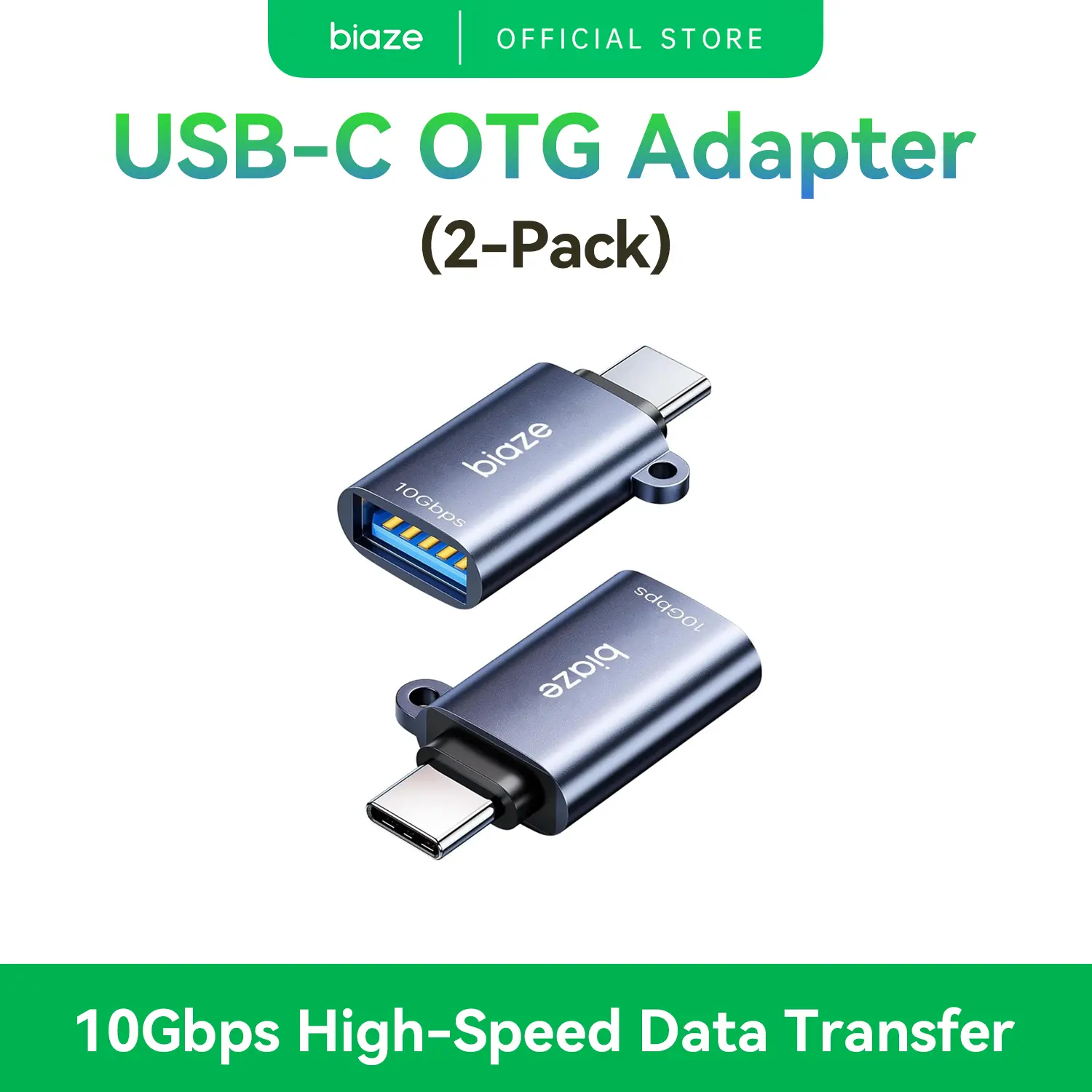 Biaze 2-Pack USB C to USB A Adapter, 10Gbps Fast Data Transfer USB-C Male Adapter for Laptop, Phone, Tablet, Flash Drive, Keyboard & Mouse type-c back to school,back to school haul