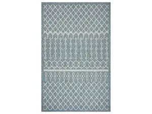 212 MAIN 5x8 ft. Rectangle Blue Array Flat Weave Geometric Print Boho Vibes High-Traffic Stain Resistant Indoor Outdoor Area Rug