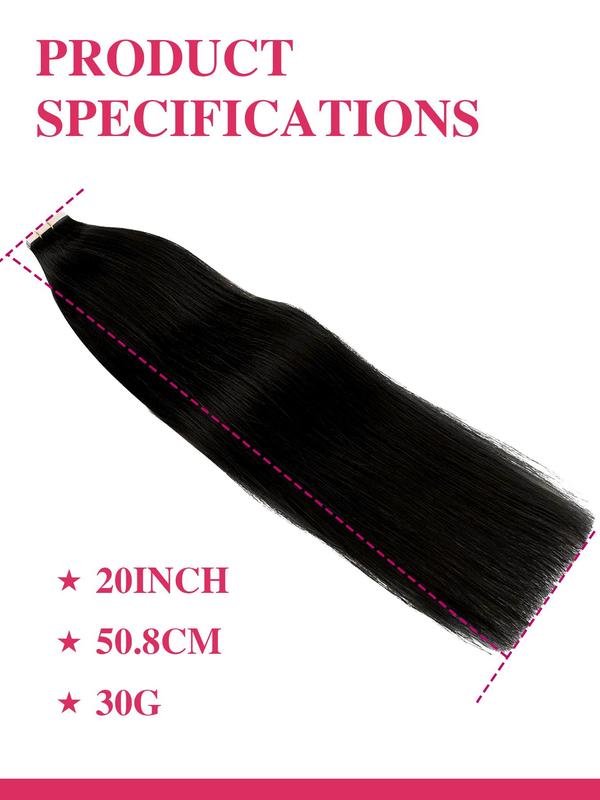 20 Inch Long Straight Glue Hair Extension, Invisible Seamless Straight Hair Extensions, Fusion Hair Extensions, Fashionable Natural Fluffy Synthetic Hairpiece for Women & Girls, Glossy Hair Bundles, Synthetic Soft Hairpieces