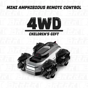 BRRRRT Mini Amphibious RC Car 4WD Waterproof Stunt Truck 360° Flip & Rotation All Terrain Remote Control Vehicle Boat for Kids Age 5-12 Boys Girls Birthday Gift Water Beach Pool Toy