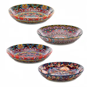 Bohemian Ceramic Dinnerware Set, Multi-Color Kitchen Utensils, Tableware Set, Dishwasher Microwave Oven Safe, Suitable for Home Restaurant Buffet