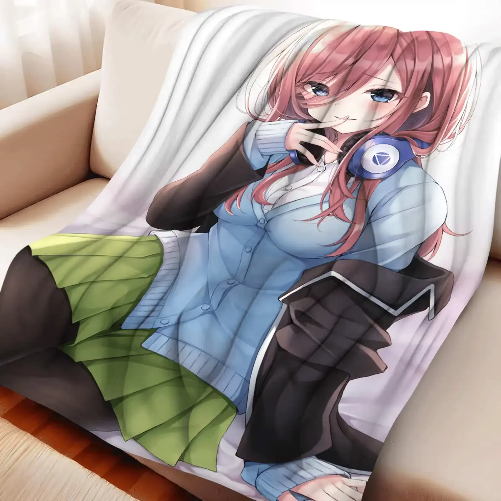 Cartoon The Quintessential Quintuplets Nakano Miku Flannel Blanket Warm Soft Otaku Throw Multifunctional Decorative Home Textile