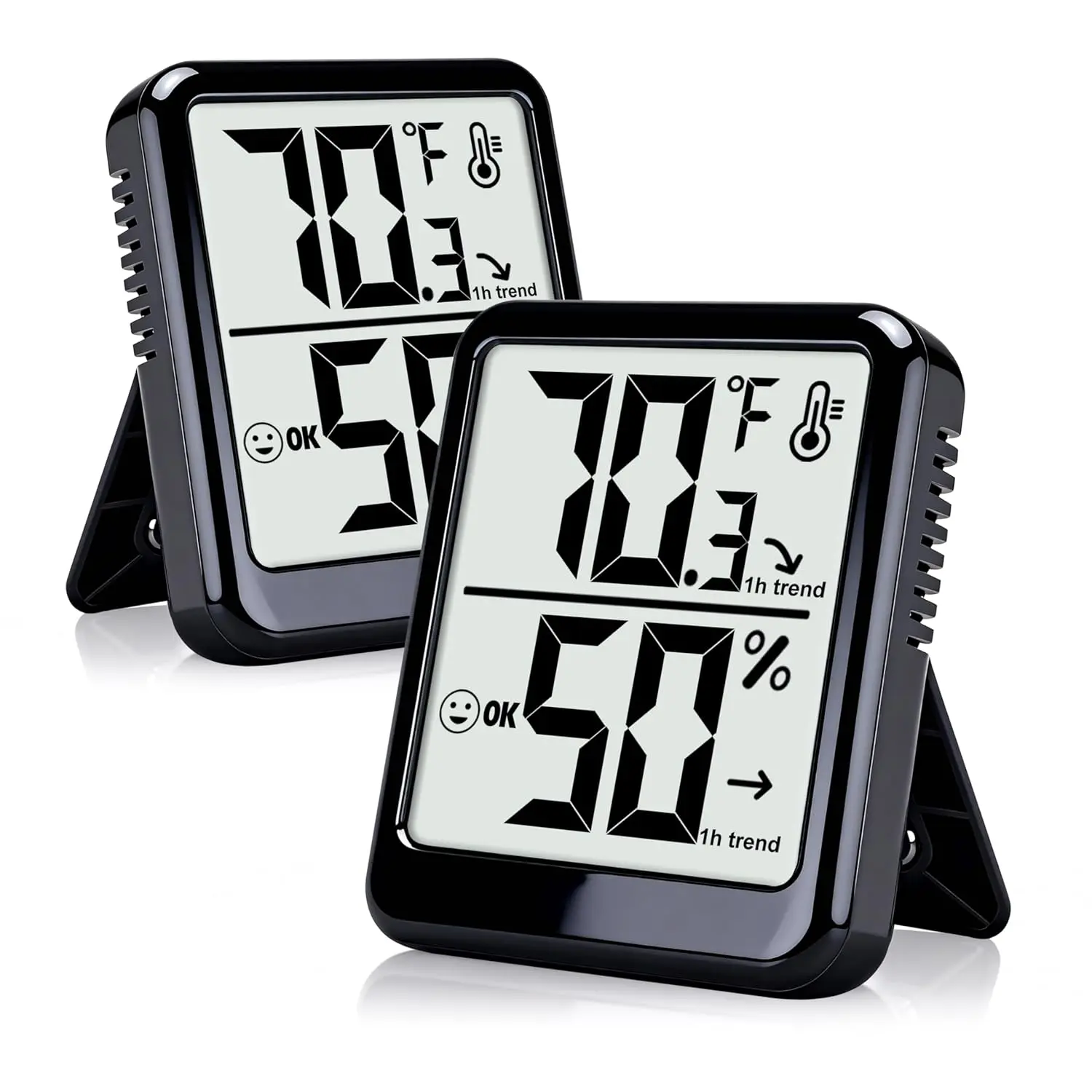 2-Pack Room Thermometer Indoor Hygrometer for Home, Temperature Humidity Meter, Humidity Gauge, Digital Room Temperature Monitor Sensor for Baby Nursery Car Plant - AAA Battery Included