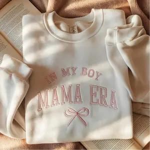 In My Boy Mama Era Embroidered Sweatshirt, Coquette Mama Shirt, New Mom Sweatshirt, Boy Of Mom, Cool Moms Club Shirt, Girl Mama Sweatshirt