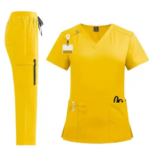 Yellow 2-Piece Nurse Scrub Set | Bright & Functional Medical Uniform for Healthcare Workers