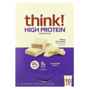 Think ! High Protein Bars, White Chocolate, 10 Bars, 2.1 oz (60 g) Each