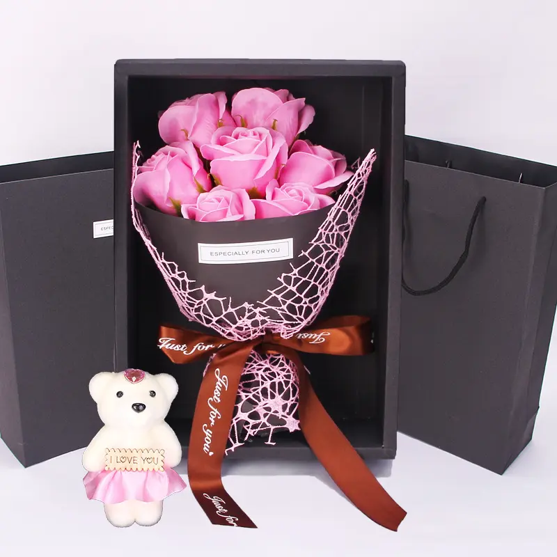 New Korean Style (Black Box with 7 Pink Flowers)