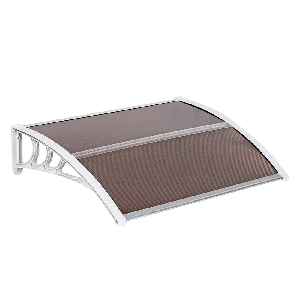 40"x30" Sturdy Polycarbonate Window & Door Awning Canopy, Brown Board & White Bracket, Easy Install Outdoor Safe UV-Resistant Camping Shelter for Patio Front Door, Quick Dry Rain-Snow Protection