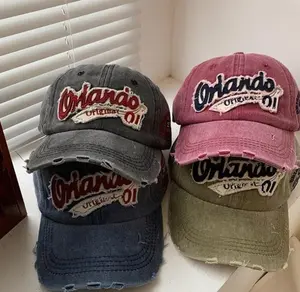 Orlando Y2K Denim Trucker Hat – Vintage American Style Mesh Snapback Baseball Cap Streetwear