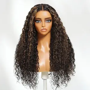 Beautyforever Water Wave Curly Golden Brown Highlight Wig 13x4 Pre-Everything Lace Frontal Human Hair Wig