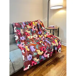 Piano Floral Lightweight Velveteen Plush Blanket