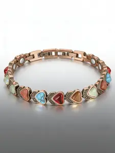 Women's Bronze Bracelet featuring unique natural gemstone inlays a stylish, stackable piece and a trendy accessory. An ideal gift for her, a perfect choice for Valentine's Day, and includes a complimentary size adjuster. Stackable bracelets