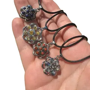 Crystal Fidget Spinning Necklace Circle | Natural Gemstone, Spinning Pendant, Anxiety, ADHD, Fidgetinfg