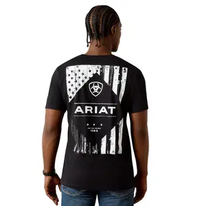 10062896 Ariat Men's Wooden Diamond Flag Classic Fit Short Sleeve T-Shirt - Black