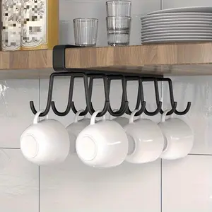 Kitchen Cup Storage Rack, Under Cabinet Hanging Cup Holder, Household Storage Organizer for Kitchen, Bedroom, Bathroom, Office, Bathroom Counter Organizer