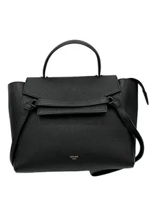 Pre-owned Celine Leather Shoulder Bags MICRO BELT BAG HANDBAG BLACK WITH GOLD HARDWARE