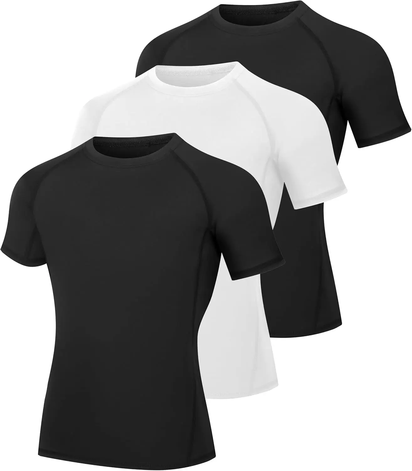 NebuKinex 3 Pack Boys Compression Shirt Short Sleeve Youth Basketball Undershirt Kids Athletic Quick Dry Base Layer T-Shirt