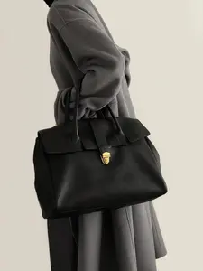 Vintage Women's PU Leather Shoulder Handbag, Elegant Commuter Bag, Fashionable Shoulder Bag, Stylish Versatile Design, Large Capacity, Lock Detail, Perfect for Work and Business