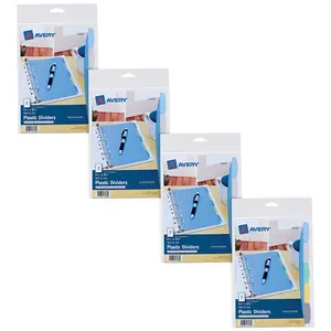 Avery Write & Erase Durable Plastic Mini Dividers for 3 Ring Binders and 7-Ring Binders, 5.5" x 8.5", 5-Tab Sets, Multicolor, 4 Sets (21982)